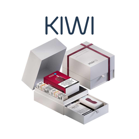 KIWI 2 GIFT BOX ( STARTER KIT + FILTRI DI RICAMBIO + POD MESH COIL 1.2 OHM 3 PCS + COVER POWERBANK + 2 LIQUIDI 9 MG )