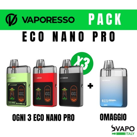 VAPORESSO ECO NANO PRO KIT 1000 MAH OGNI 3 KIT ACQUISTATI IN OMAGGIO 1 ECO NANO