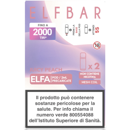 ELFBAR ELFA MONOUSO JUICE PEACH 0 MG 2 ML 2 PCS