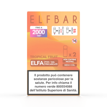 ELFBAR ELFA MONOUSO TROPICAL FRUIT 0 MG 2 ML 2 PCS