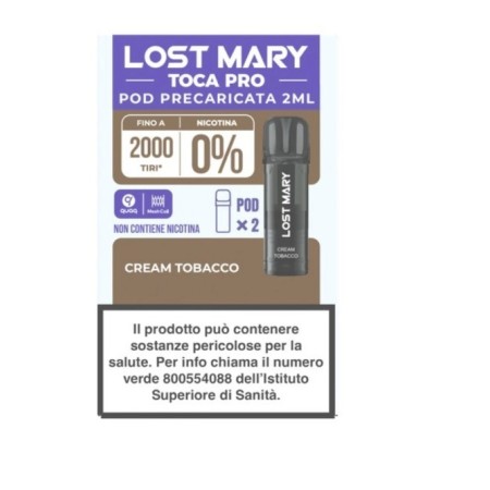 0 MG LOST MARY TOCA AIR PRO POD CREAM TOBACCO 0 MG 2 ML 2 PCS