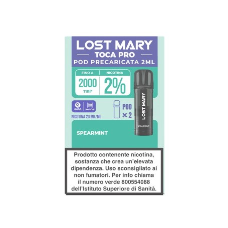 LOST MARY TOCA AIR PRO POD SPEARMINT 20 MG 2 ML 2 PCS