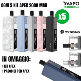 VAPORESSO APEX KIT 2000 MAH 30 W OGNI 5 KIT ACQUISTATI IN OMAGGIO 1 KIT APEX + 1 POD APEX IN OMAGGIO