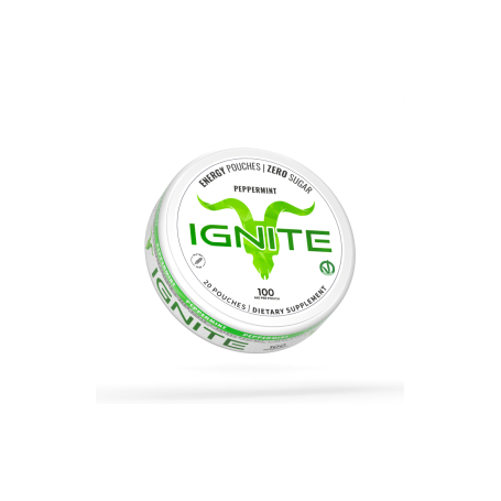 IGNITE CAFFEINA ENERGY PEPPERMINT POUCHES