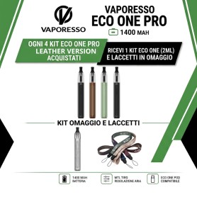 VAPORESSO ECO ONE PRO KIT 1400 MAH LEATHER VERSION 3 ML OGNI 4 KIT ACQUISTATI IN OMAGGIO 1 KIT ECO ONE PRO 2 ML