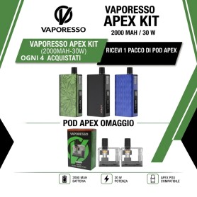 VAPORESSO APEX KIT 2000 MAH 30 W OGNI 4 KIT ACQUISTATI 1 PACCO DI POD APEX IN OMAGGIO