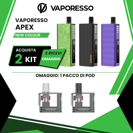 VAPORESSO APEX KIT 2000 MAH 30 W OGNI 2 KIT ACQUISTATI 1 PACK POD APEX IN OMAGGIO