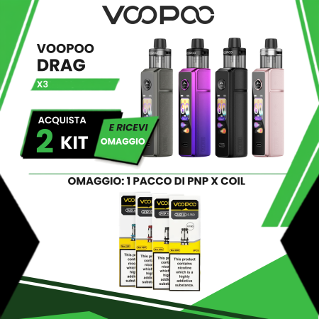 VOOPOO KIT DRAG X3 DTL 80 W TOUCH SCREEN OGNI 2 KIT ACQUISTATI 1 PACCO PNP X IN OMAGGIO
