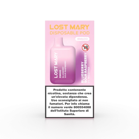ELFBAR LOST MARY BM600 DISPOSABLE POD BLUEBERRY SOUR RASPBERRY 20 MG