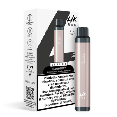 LIK BAR STILL KIT CHAMPAGNE CON POD PRECARICATA BLUEBERRY 20 MG 2 ML 1 PCS